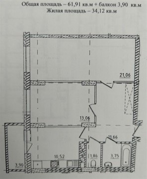 2-к квартира, 5/19 эт., 62м²