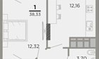 1-к квартира, 12/14 эт., 38м²
